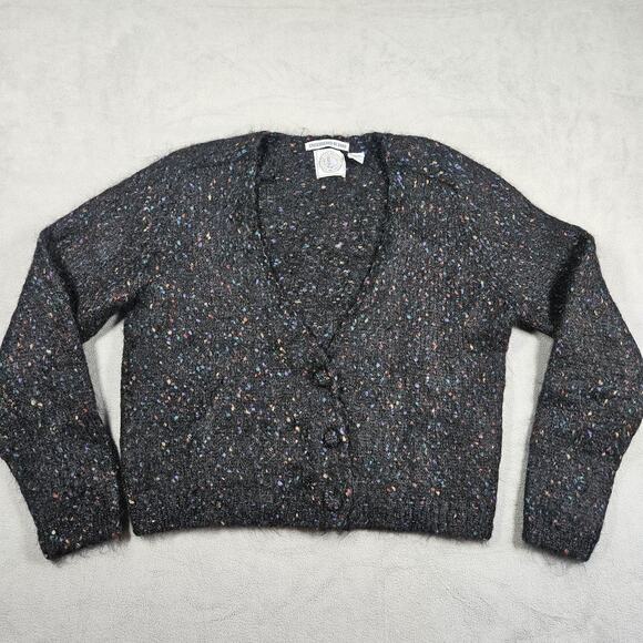 Vintage Cape Isle Knitters Cardigan Sweater Womens L Mohair Blend Flecked Button - Picture 1 of 12